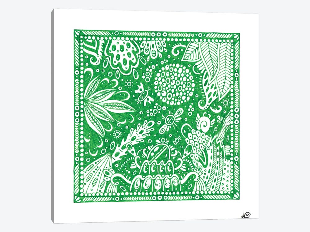 Green Floral Pattern by Veronika Demenko 1-piece Canvas Art Print