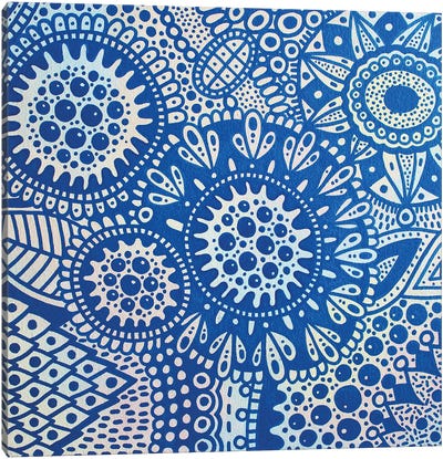 Blue Florals Canvas Art Print - Veronika Demenko