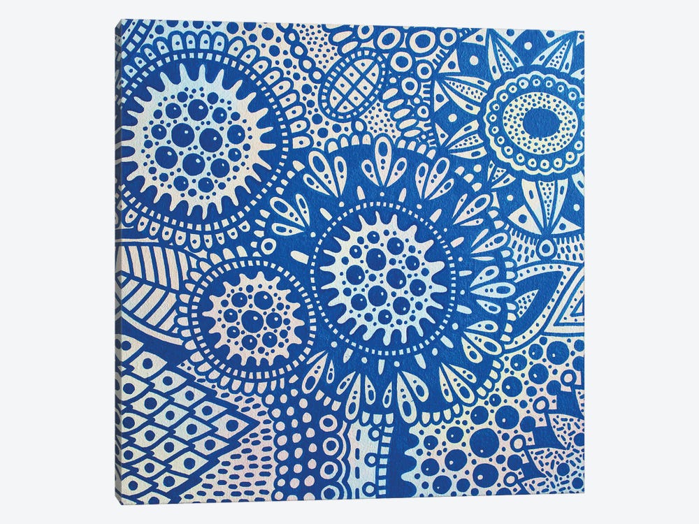 Blue Florals by Veronika Demenko 1-piece Canvas Artwork