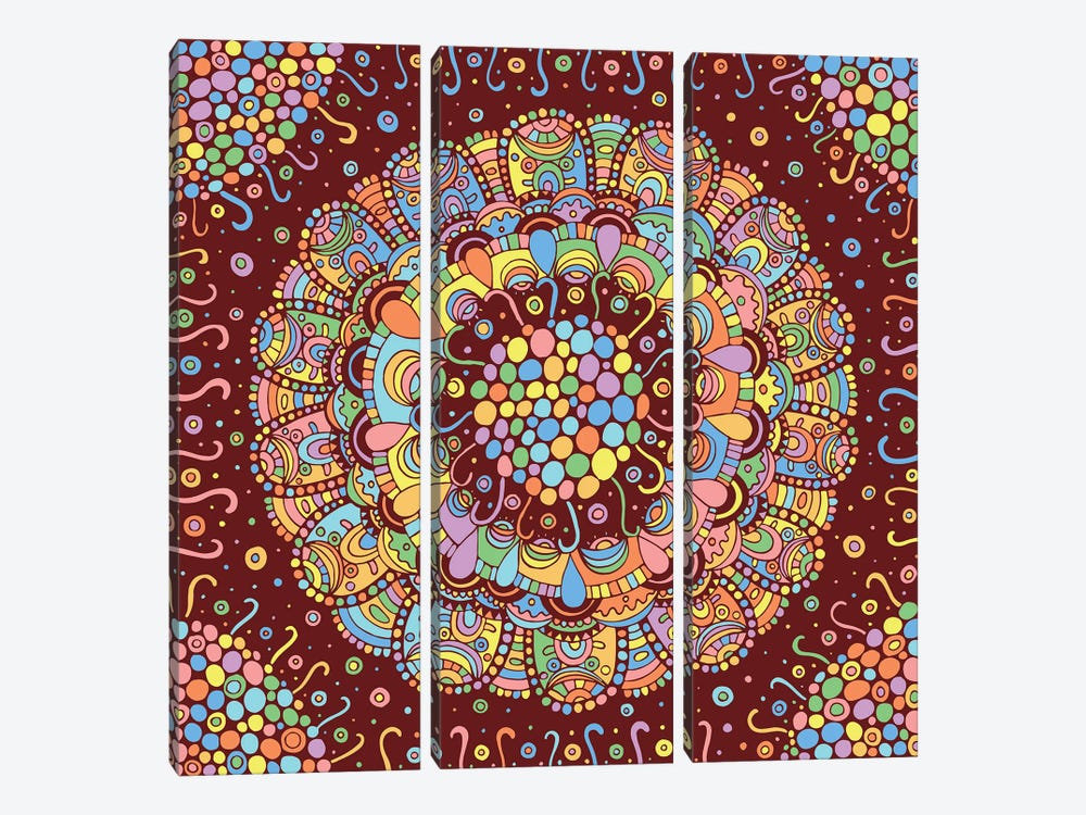 Floral Mandala by Veronika Demenko 3-piece Canvas Wall Art