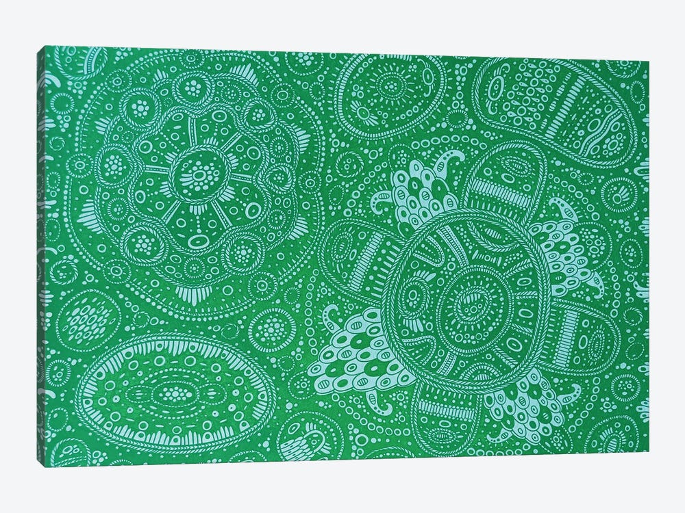 Green Doodles by Veronika Demenko 1-piece Canvas Print
