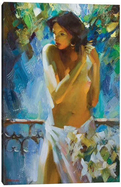 Morning On The Terrace Canvas Art Print - Vasyl Khodakivskyi