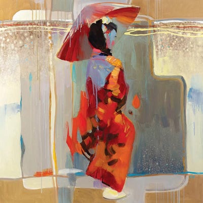 Shanghai Rain by Vasyl Khodakivskyi framed canvas print