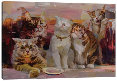 It's Time For Dinner Canvas Art Print - Kitten Art
