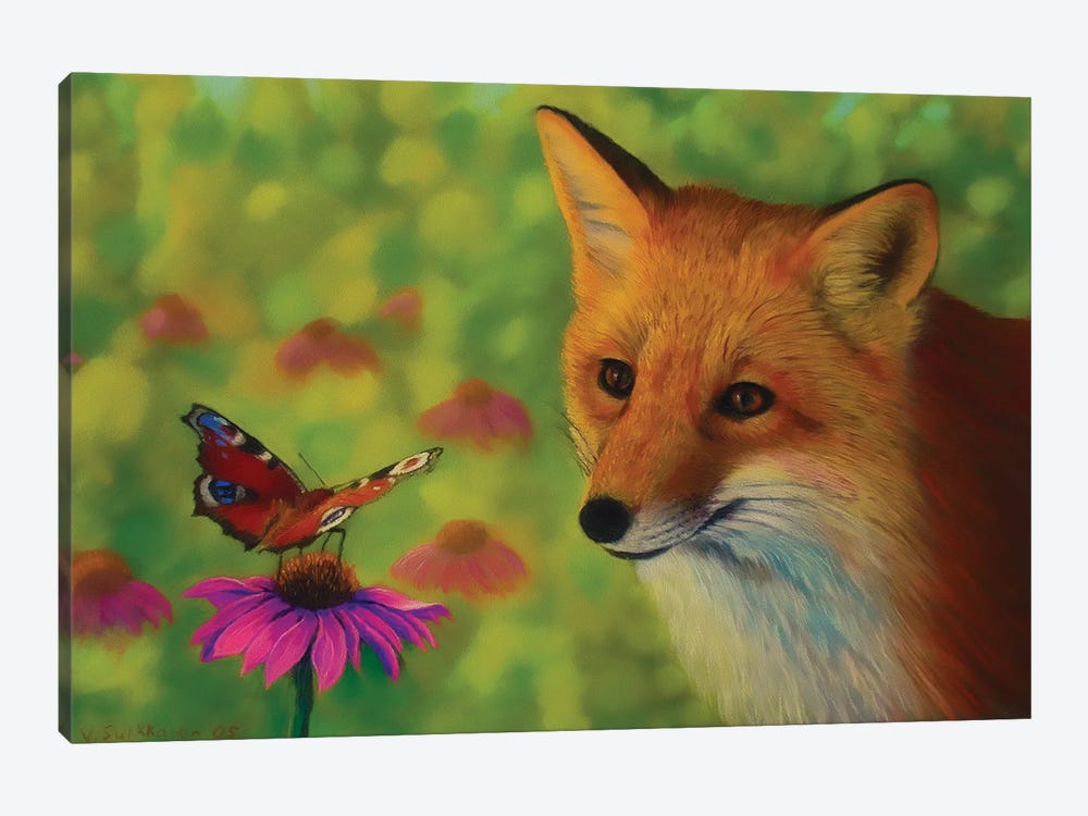 Fox And Butterfly by Veikko Suikkanen 1-piece Canvas Artwork