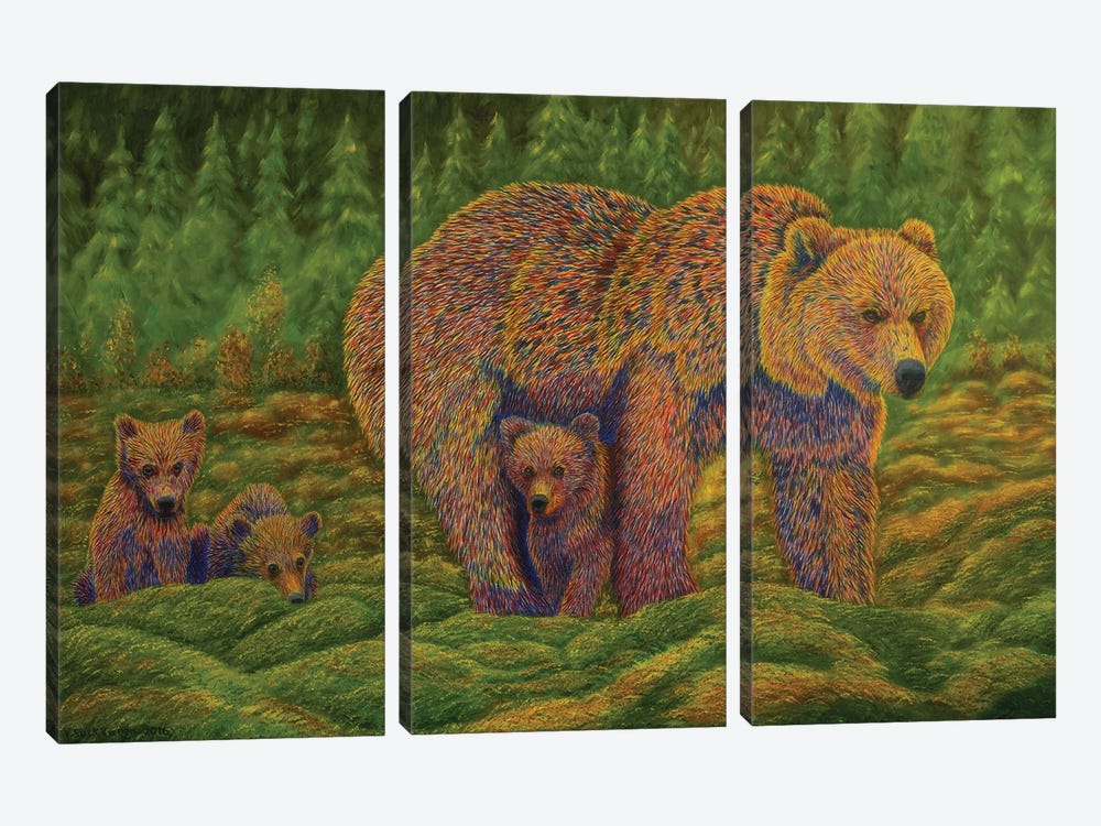 The Bear Family by Veikko Suikkanen 3-piece Canvas Wall Art