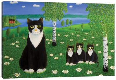 Summer Day Canvas Art Print - Tuxedo Cat Art
