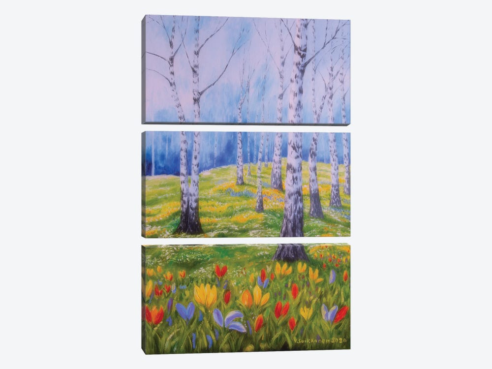 Spring In Birch by Veikko Suikkanen 3-piece Canvas Wall Art