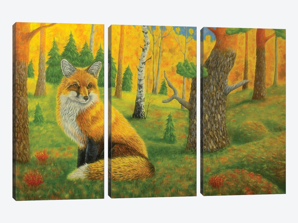 Red Fox by Veikko Suikkanen 3-piece Canvas Art