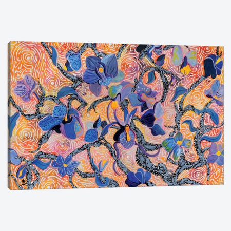 Blue Orchids Canvas Print #VKL15} by Vincent Keele Canvas Artwork