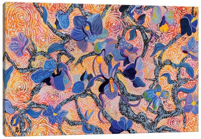 Blue Orchids Canvas Art Print - Fire & Ice