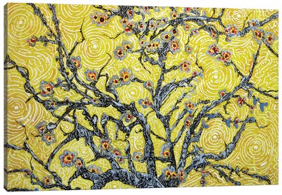 Cherry Blossoms Canvas Art Print - Yellow Art