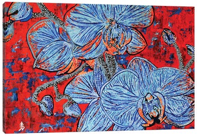 Cherry Blue Canvas Art Print - Blossom Art
