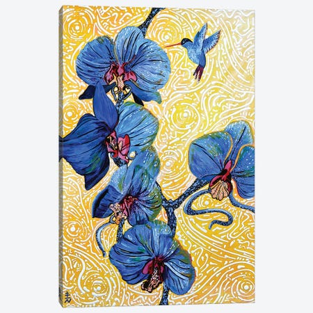Orchids And Hummingbird Canvas Print #VKL43} by Vincent Keele Canvas Art