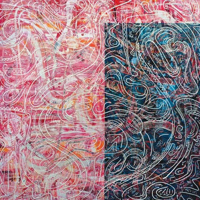 Pink And Blue Canvas Art by Vincent Keele iCanvas