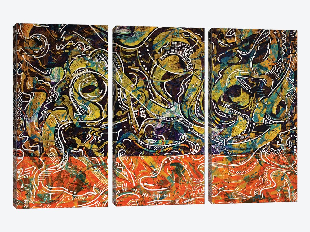 Purple Sparks by Vincent Keele 3-piece Canvas Print