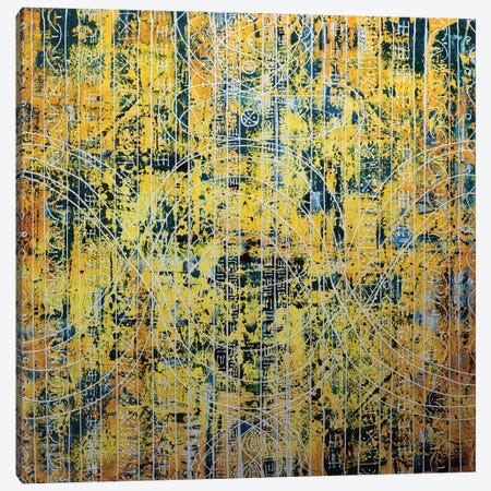 Teal And Yellow Canvas Print #VKL61} by Vincent Keele Canvas Art
