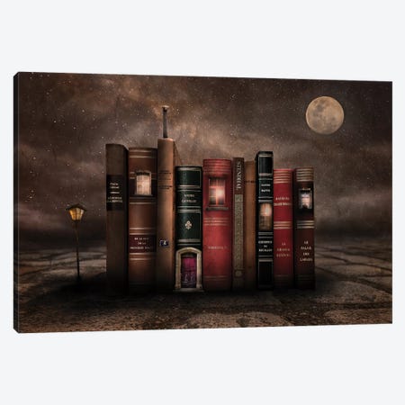 Night Library Canvas Print #VKM2} by Muriel Vekemans Canvas Wall Art