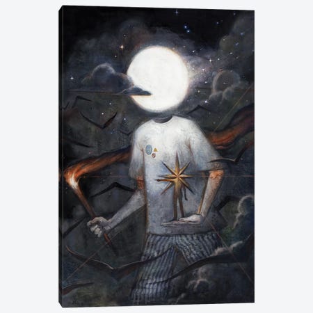 Moonboy And His Starguide Canvas Print #VKN10} by Varsam Kurnia Canvas Art Print