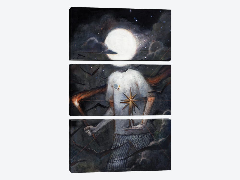 Moonboy And His Starguide by Varsam Kurnia 3-piece Canvas Wall Art