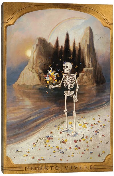 Memento Vivere Canvas Art Print - Skeleton Art