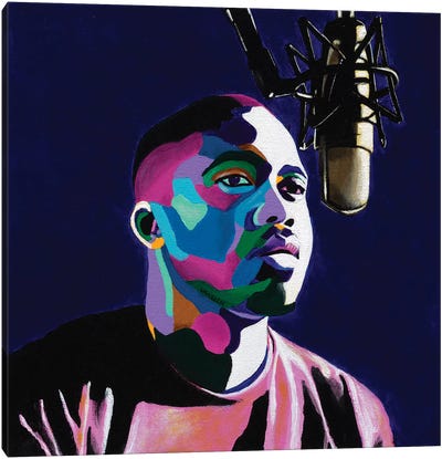 One Mic Canvas Art Print - Rap & Hip-Hop Art