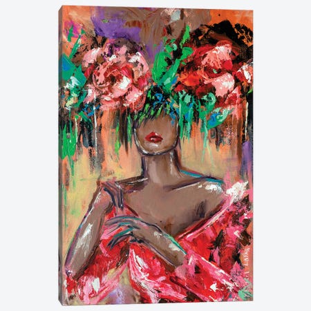 Blooming Lady in Red Canvas Print #VKT101} by Viktoria Latka Art Print