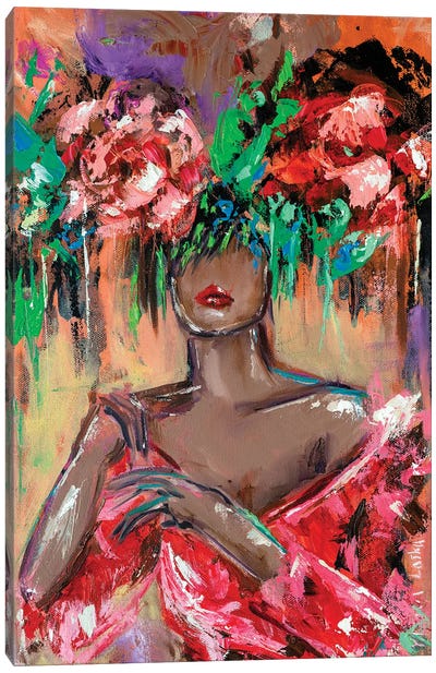 Blooming Lady in Red Canvas Art Print - Viktoria Latka
