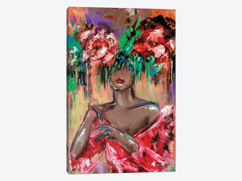 Blooming Lady in Red by Viktoria Latka 1-piece Canvas Artwork