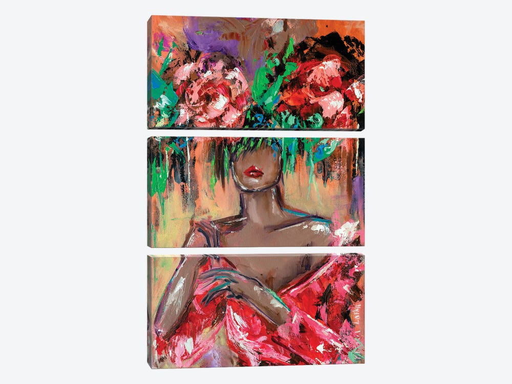 Blooming Lady in Red by Viktoria Latka 3-piece Canvas Wall Art