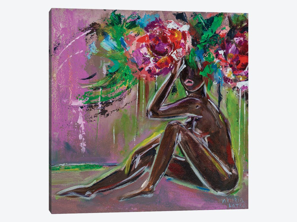 Nude In Blooming Nature by Viktoria Latka 1-piece Canvas Print