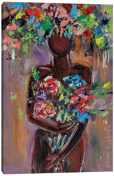 Nude With Meadow Flowers Canvas Art Print - Viktoria Latka