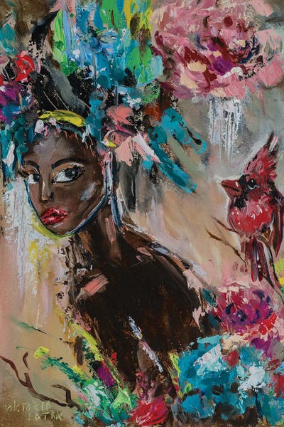 Cardinals: Cardinal Bird And Peony by Viktoria Latka