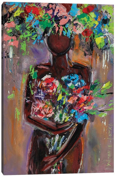 Nude With Flowers Canvas Art Print - Viktoria Latka