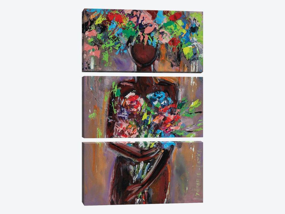 Nude With Flowers by Viktoria Latka 3-piece Canvas Wall Art