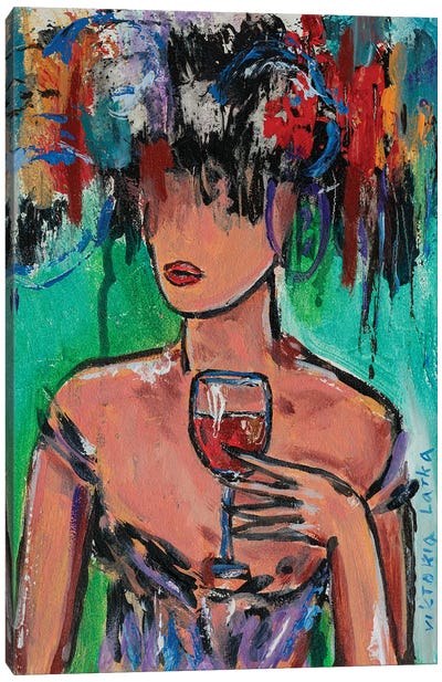 Faceless Woman With Wine Canvas Art Print - Viktoria Latka