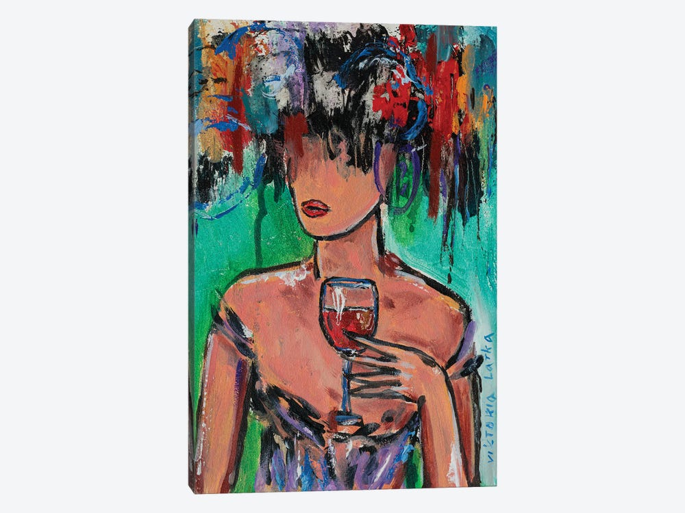 Faceless Woman With Wine by Viktoria Latka 1-piece Canvas Art Print