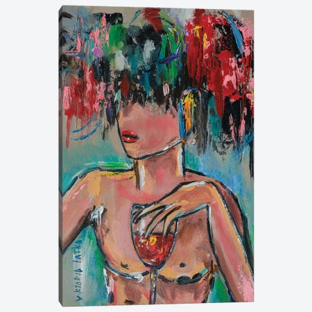 Faceless Woman With Wine II Canvas Print #VKT152} by Viktoria Latka Canvas Artwork