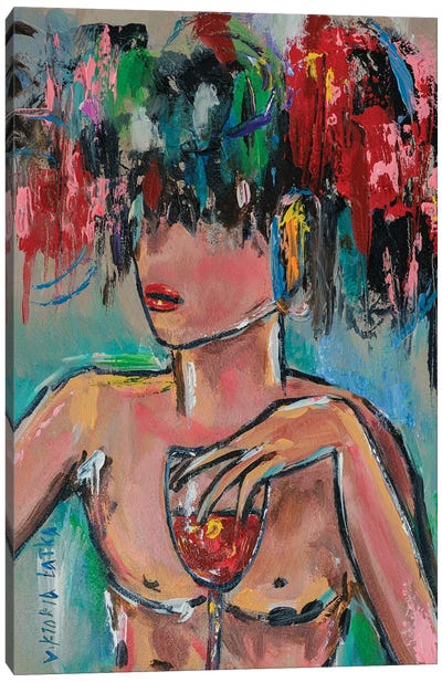 Faceless Woman With Wine II Canvas Art Print - Viktoria Latka
