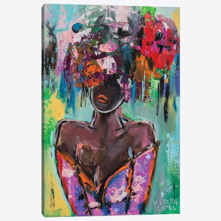 Black Woman In Purple Canvas Print #VKT156} by Viktoria Latka Canvas Print