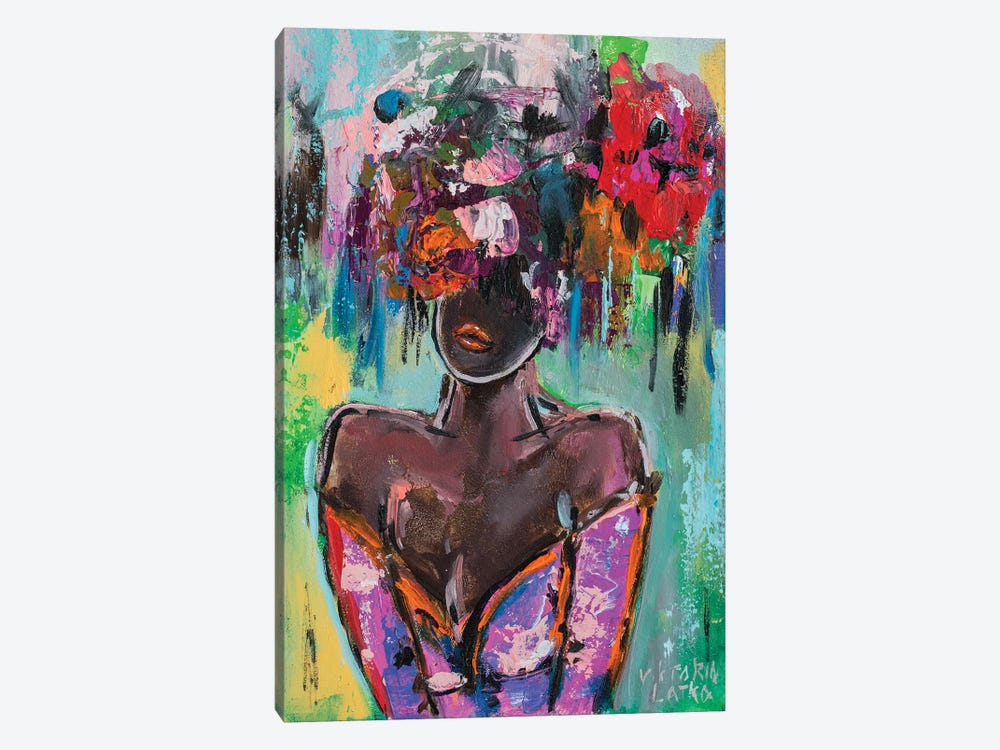 Black Woman In Purple by Viktoria Latka 1-piece Canvas Art