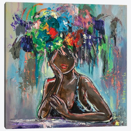 Black Flower Woman Canvas Print #VKT161} by Viktoria Latka Canvas Print