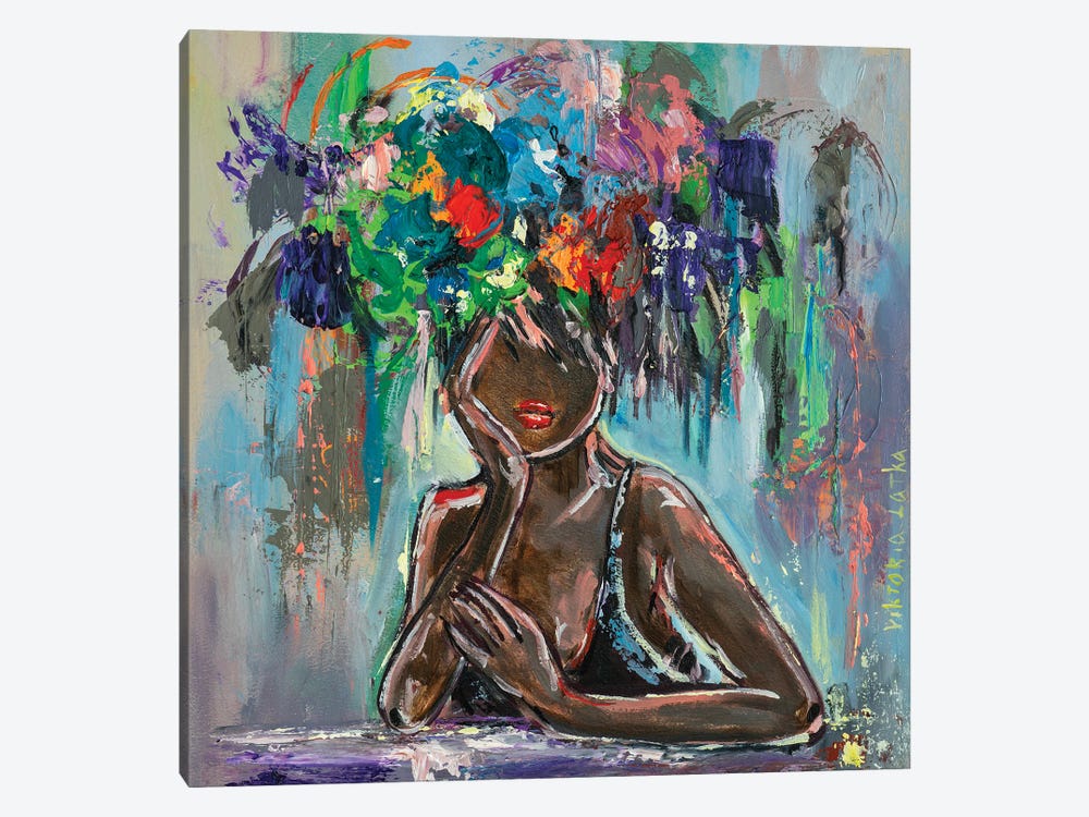 Black Flower Woman by Viktoria Latka 1-piece Canvas Art