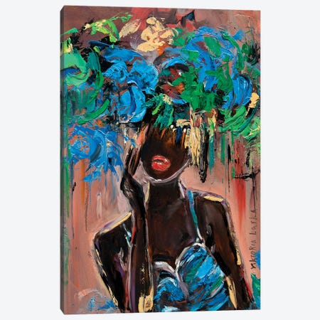 African Woman In Blue Canvas Print #VKT169} by Viktoria Latka Art Print