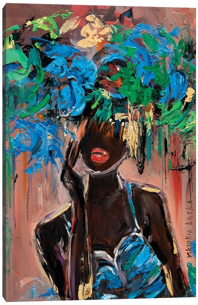 African Woman In Blue Canvas Art Print - Viktoria Latka