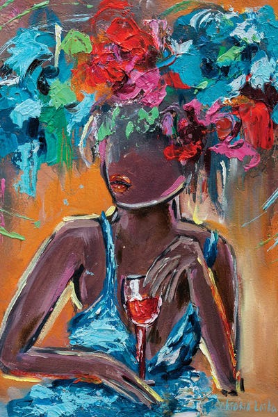 Expressive Female Portrait With Red Wine by Viktoria Latka multi panel art