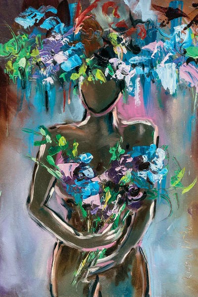 Nude With Meadow Flowers II by Viktoria Latka framed canvas print