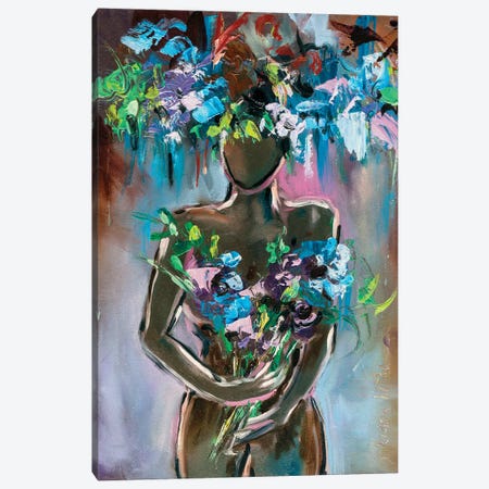 Nude With Meadow Flowers II Canvas Print #VKT171} by Viktoria Latka Canvas Art