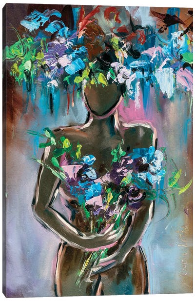 Nude With Meadow Flowers II Canvas Art Print - Viktoria Latka