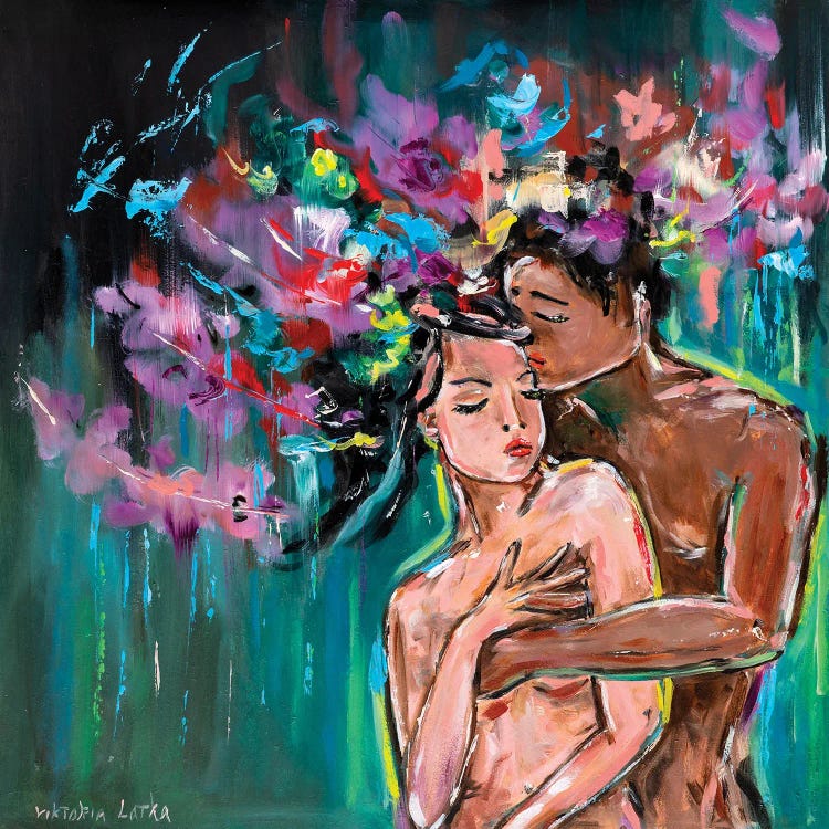 Love Couple With Flower by Viktoria Latka wall art